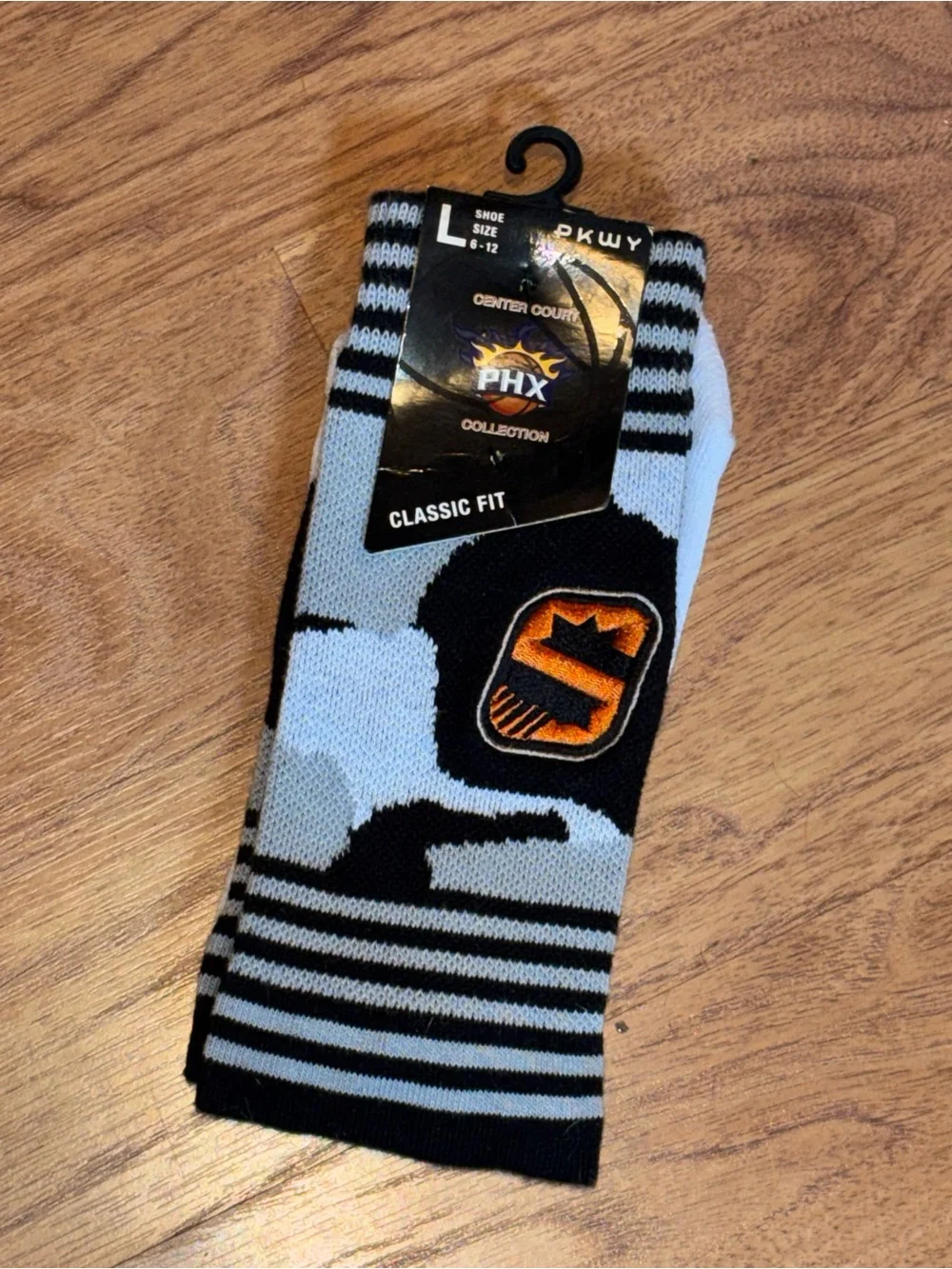 Phoenix Suns Classic Fit Men's Crew Socks in Light Gray and Black